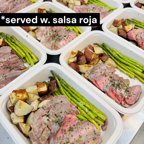 Herb Flank Steak, Salsa Roja