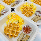Cheesy Scramble and Waffle
