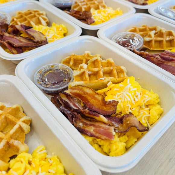 Cheesy Scramble and Waffle